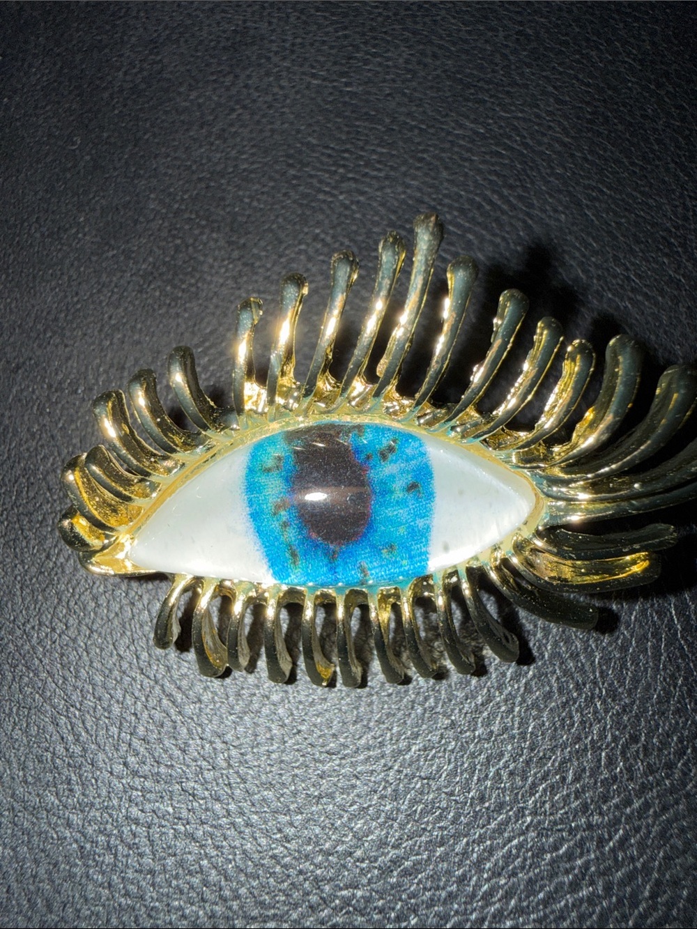 Gold-Tone Blue Eye Brooch Pin - Fashion Accent